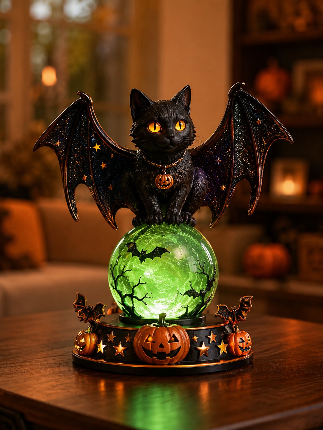 🔥 52% OFF – Halloween Raven Crystal Ball Light Decor 🎃👻