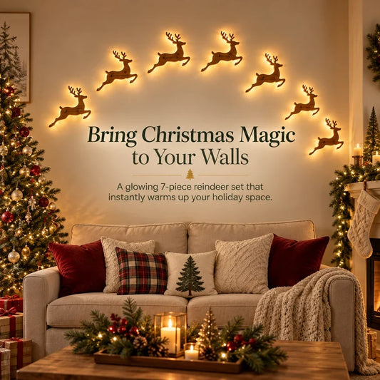 🎅🦌LED Reindeer Wall Decorations - Festive Christmas Lighting