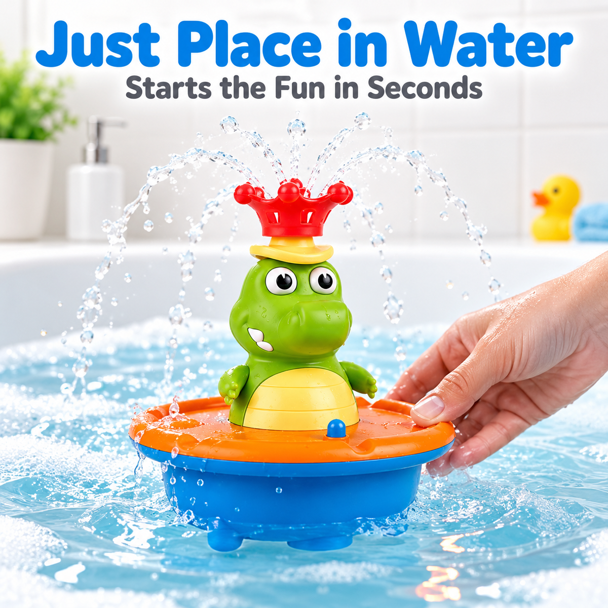 💦 Light-Up Bath Fountain Toy with 5 Interchangeable Spray Modes