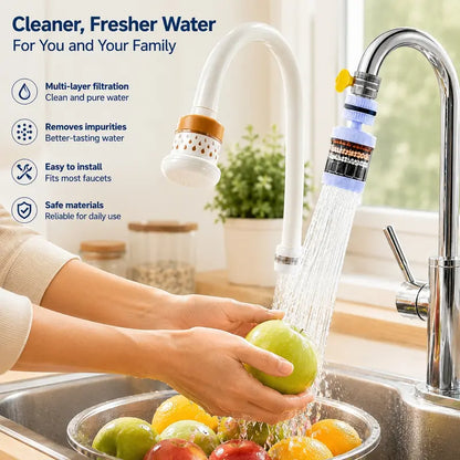 💧 Premium 6-Stage Faucet Water Filter with 360° Swivel – Splash-Free Rinsing for Fruits, Vegetables & Dishes, 1-Pack 🥬🍽️