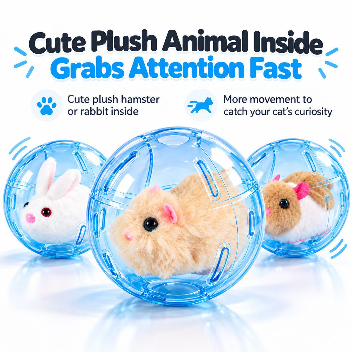 Automatic Rolling Plush Animal Cat Toy-Free Play for Indoor Cats