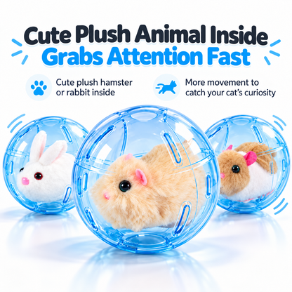 Automatic Rolling Plush Animal Cat Toy-Free Play for Indoor Cats