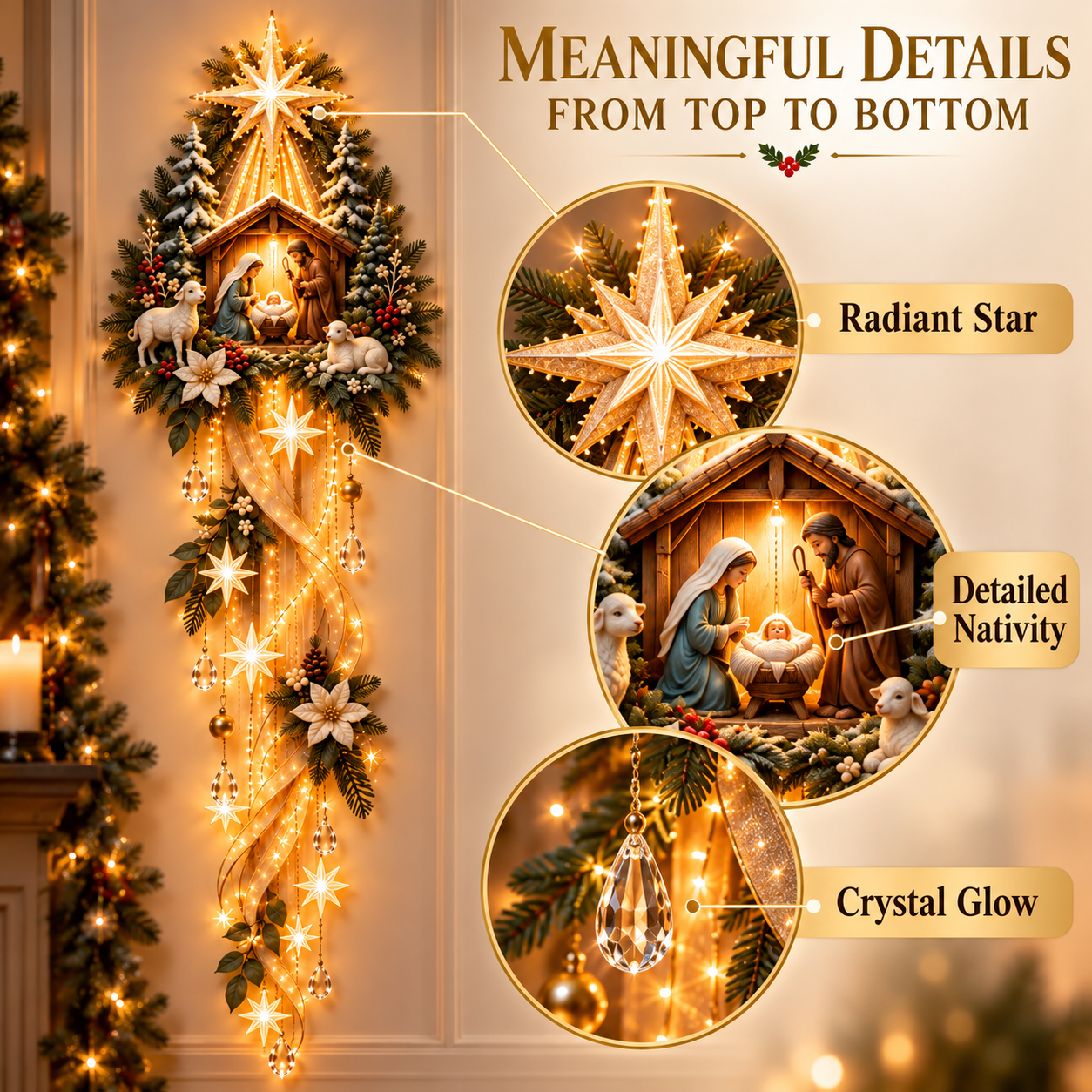 Nativity Starfall Wall Light meaningful details