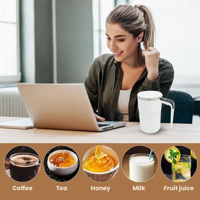 ☕ Smart Self-Stirring Coffee Mug with LCD Temperature Display – One-Touch Mixing
