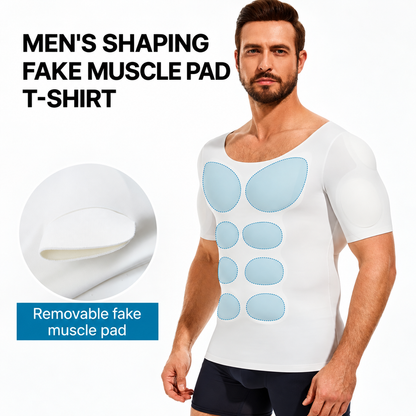 Men's Compression Shirt with Removable 3D Muscle Pads