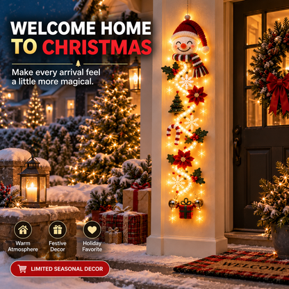 ☃️ Lighted Snowman Christmas Hanging Decor – Warm Holiday Porch & Doorway Decoration