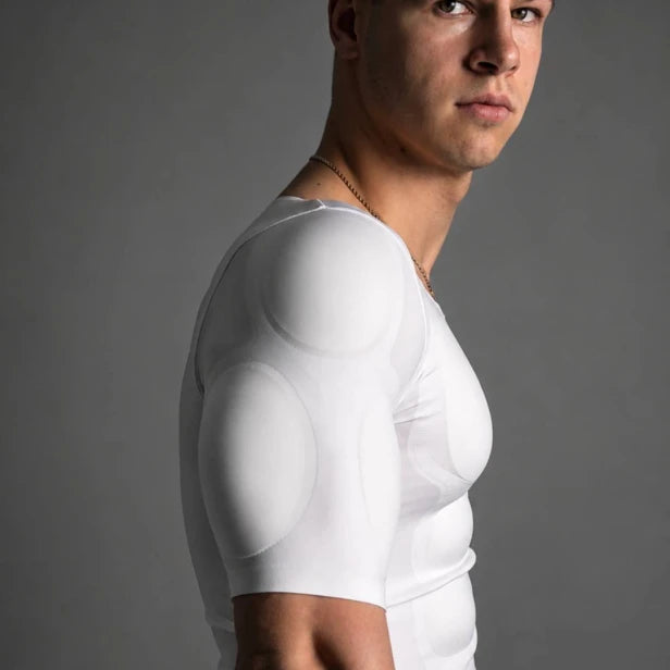 Men's Compression Shirt with Removable 3D Muscle Pads