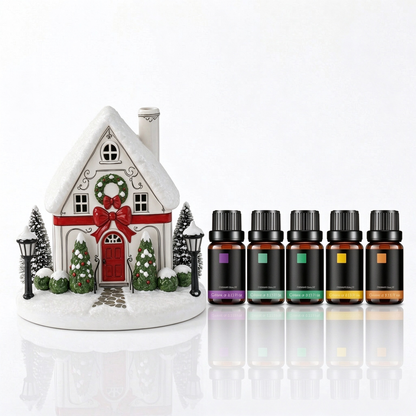 🏠 Christmas House Aroma Diffuser – Gentle Mist & Glowing Windows