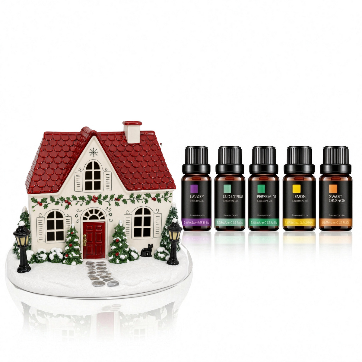 🏠 Christmas House Aroma Diffuser – Gentle Mist & Glowing Windows