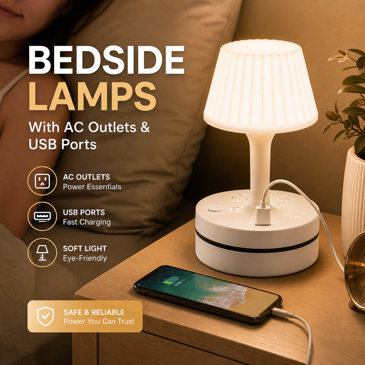 Modern bedside lamp lifestyle image