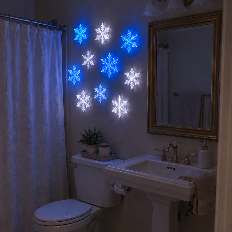 LED Snowflake Bathroom Christmas Decor