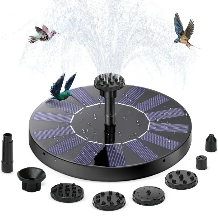 🎁Solar Fountain, Solar Powered Bird Bath Fountain Pump with 4 Nozzles 1.4W Solar Panel Kit Water Pump, Outdoor Watering Submersible Pump for Pond, Pool, Garden, Fish Tank