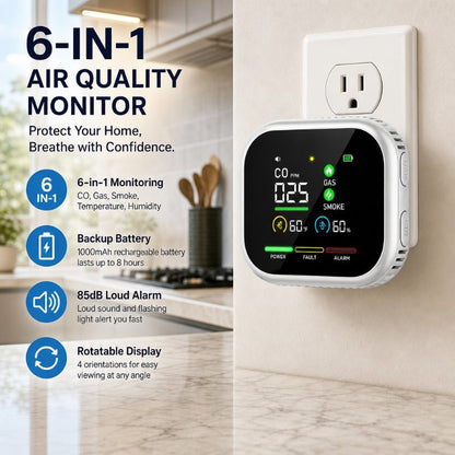 Multi-Function Air Environment Monitor – Rotating Plug & Backup Battery – product view 1