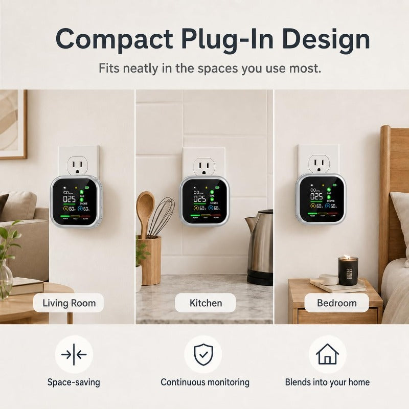 Multi-Function Air Environment Monitor – Rotating Plug & Backup Battery – product view 3