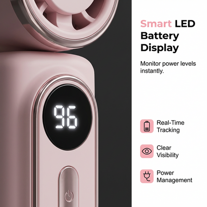 🧊Portable Clip-On Cooling Fan | ❄️Hands-Free Strong Wind with LED Battery DisplayInstant cooling on the go
