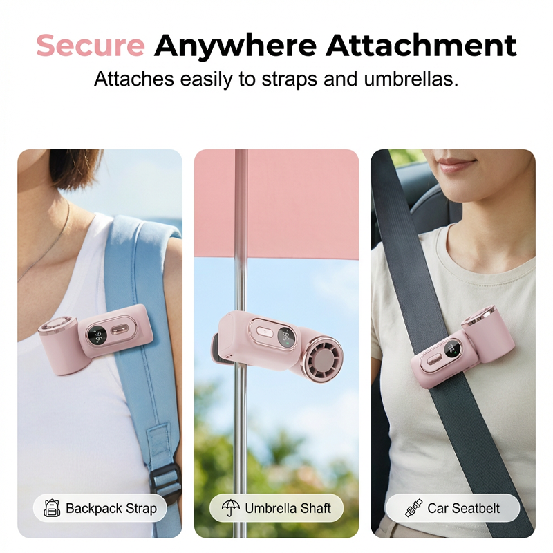🧊Portable Clip-On Cooling Fan | ❄️Hands-Free Strong Wind with LED Battery DisplayInstant cooling on the go