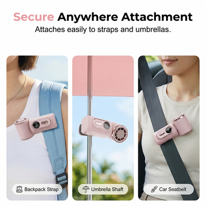 🧊Portable Clip-On Cooling Fan | ❄️Hands-Free Strong Wind with LED Battery DisplayInstant cooling on the go
