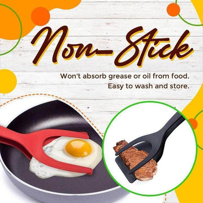 🍳 50% OFF NOW!🥩 2-in-1 Spatula Clip – Heat-Resistant Silicone & Non-Slip Handle – Kitchen Cooking Essential 🔥