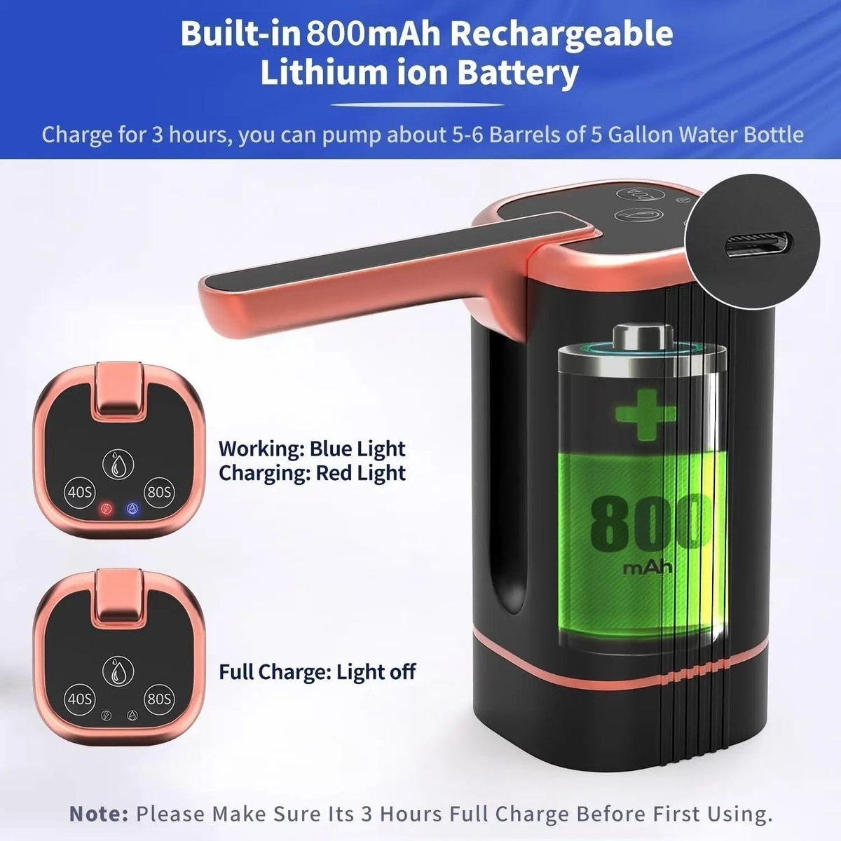 💧 Rechargeable Automatic Water Dispenser Pump – One-Touch Portable Bottle Pump