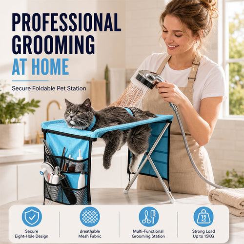 2-in-1 Foldable Pet Grooming Bed – Comfortable Cat & Dog Grooming Hammock
