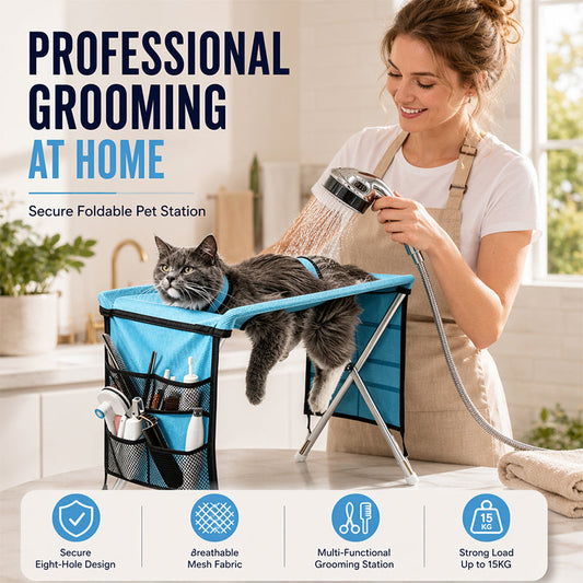 2-in-1 Foldable Pet Grooming Bed – Comfortable Cat & Dog Grooming Hammock
