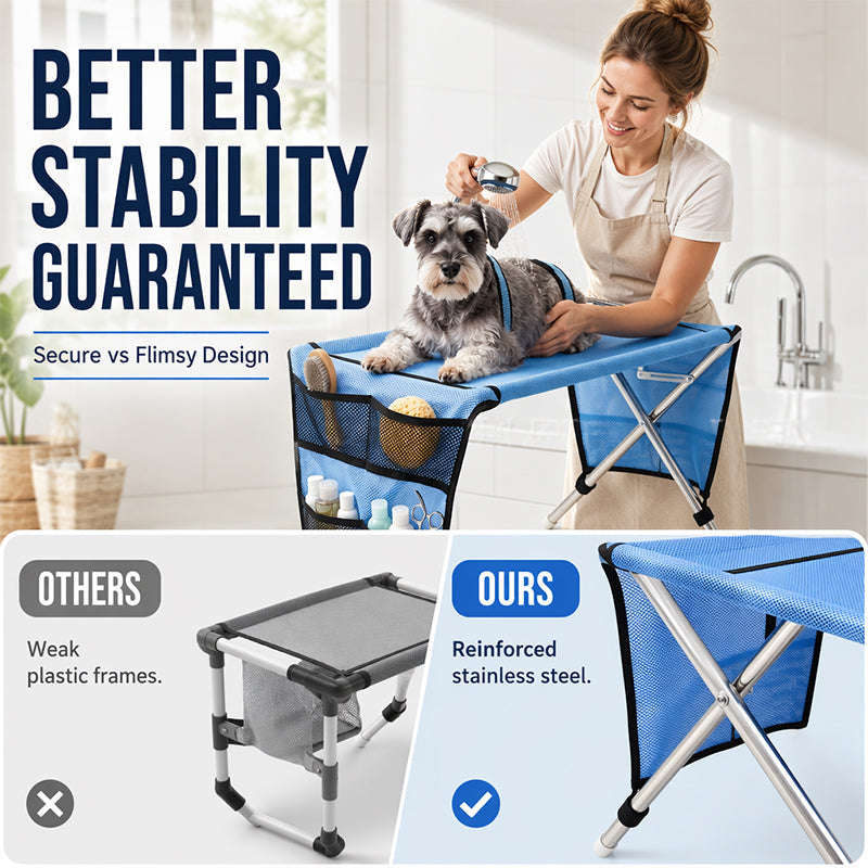 2-in-1 Foldable Pet Grooming Bed – Comfortable Cat & Dog Grooming Hammock