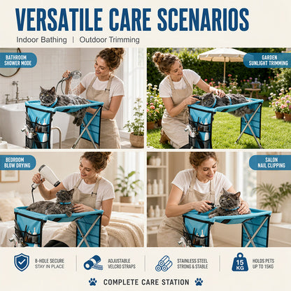 2-in-1 Foldable Pet Grooming Bed – Comfortable Cat & Dog Grooming Hammock