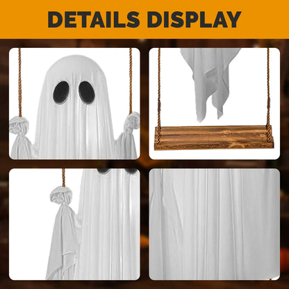 Close-up details of the non-lighted white ghost and swing ropes