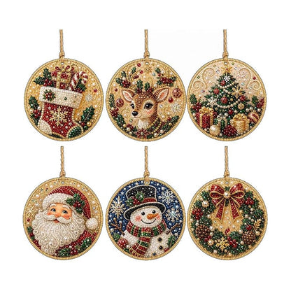 Christmas snowman diamond painting ornament set, 6 pieces